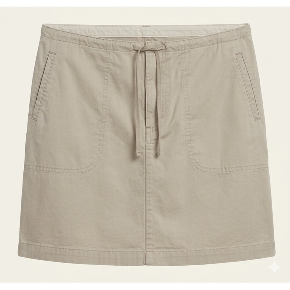 GAP Dresses & Skirts - Gap Y2K Beige Khaki Cotton Twill Short Skirt M Button Fly Pockets Drawstring